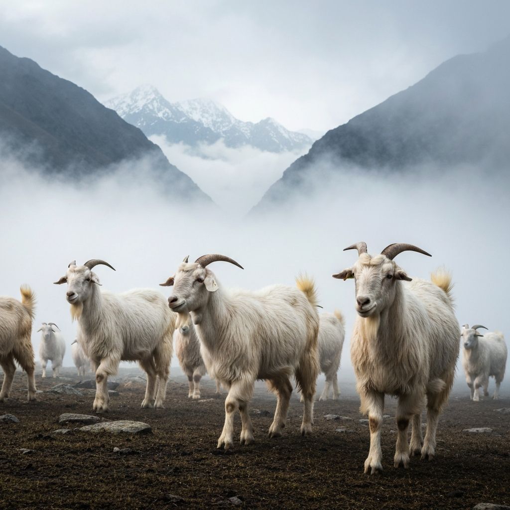 Cashmere goats in Himalayan mountains